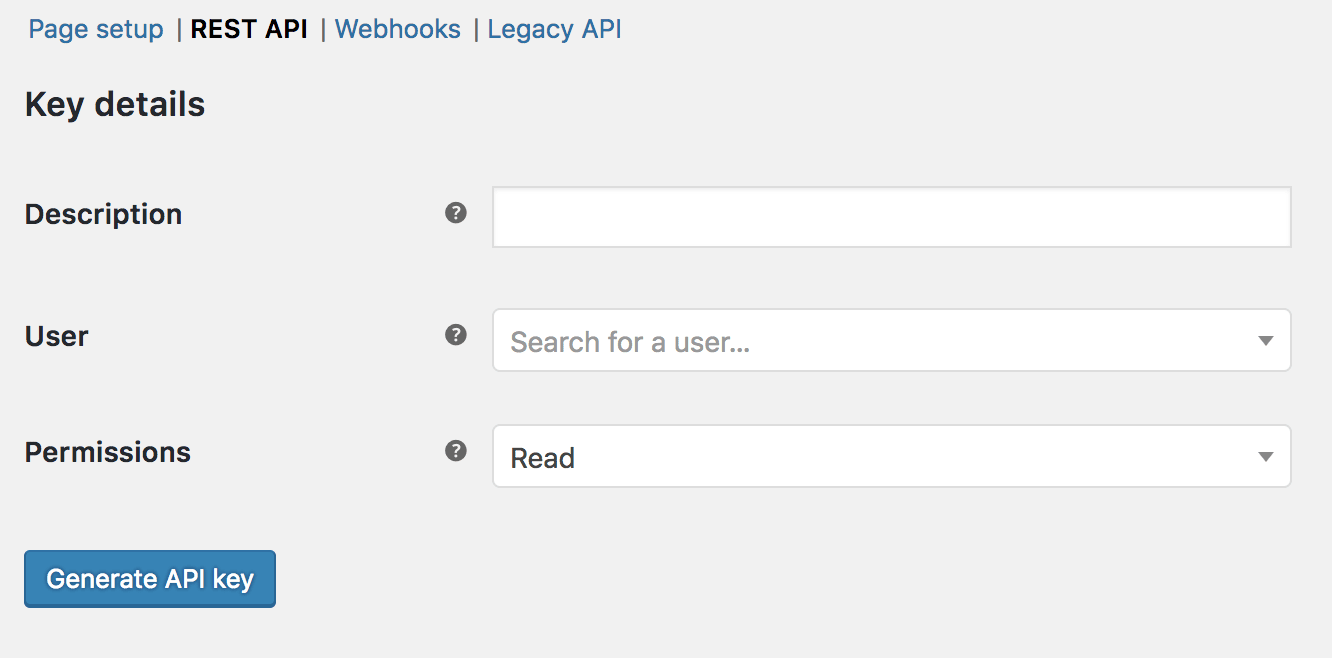Filling REST API Details - GitHub WooCommerce Integration